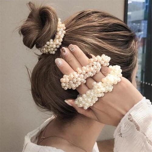 1 pc Pearls Korean Style Women Grils Round Elastic Hair Bands Hair Accessories Scrunchies Exquisite Shining Headwear Hair Gum