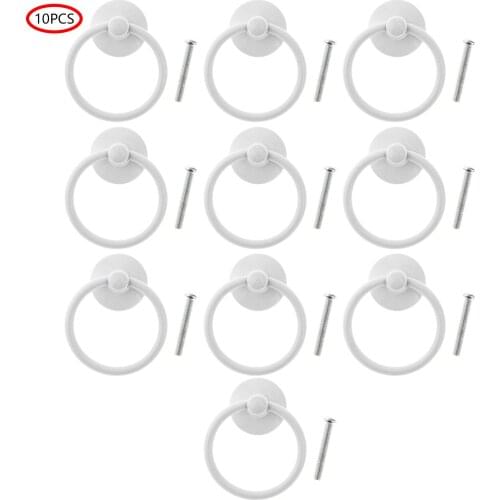 10 Zinc Alloy Furniture Pulls Vintage Bronze Pull Ring Decorative Cabinet Dresser Pull Knobs Wardrobe Drawer Handles with Screws