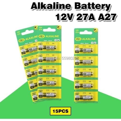15PCS 12V A27 27A G27A MN27 MS27 GP27A L828 V27GA ALK27A A27BP K27A VR27 R27A Alkaline Dry Battery for Alarm Doorbell Car Remote