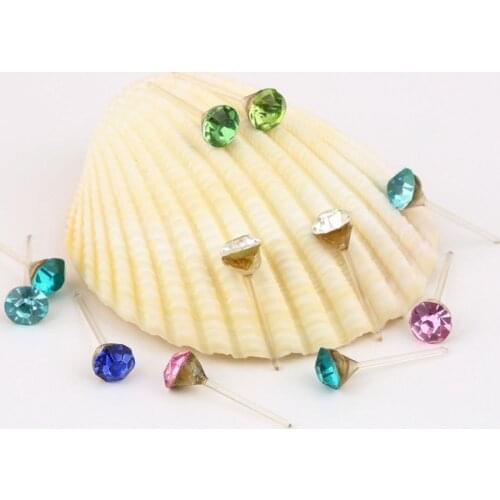 20 Pairs Korean Small Jewelry Personalized Mini Compact Plastic Glue Stick Imitation Diamond Earrings BN