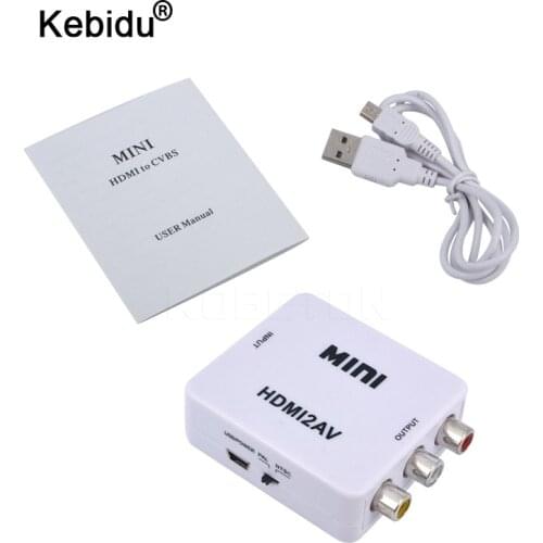 Kebidu 1080P Video Converter Adapter TO RCA AV/CVSB L/R Adapter for NTSC PAL Output HDMI-compatible TO AV Adapter
