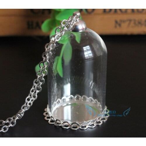 Free shipping!! 10sets 38mm(opening 25mm) Clear Glass Cloche Dome with silver plated lace base/glass globe necklace kit