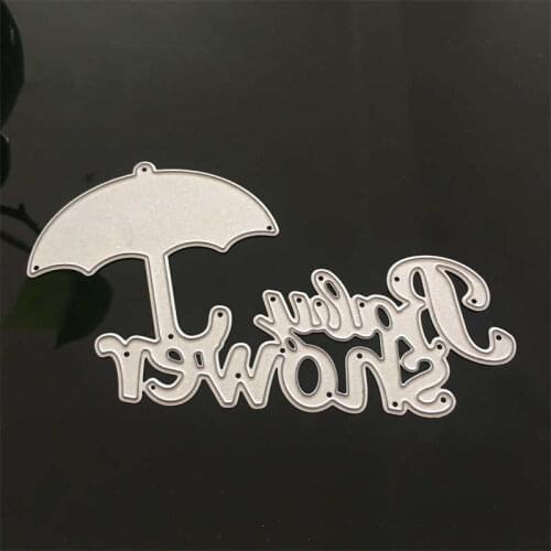 Baby Shower Metal Cutting Dies for DIY Scrapbooking Embossing Paper Craft Stamps Dies Umbrella with Letters Dies 11.5*6.2cm