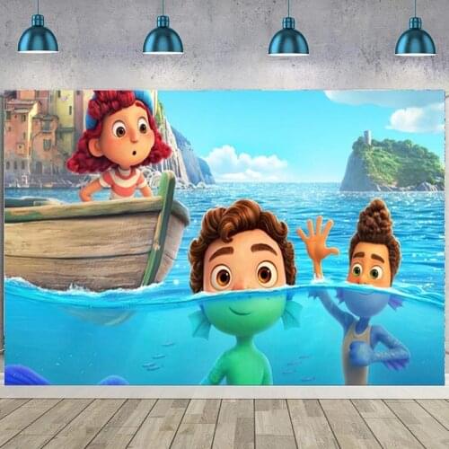 Luca Backdrops Ocean Monster Baby Shower Kids Birthday Party Custom Photo Background Childrens Room Wall Decoration Banner