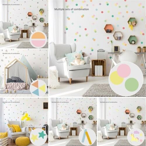 Geometric Printing Round Stars Triangle Wall Stickers For Kids Room Baby Bedroom Warm Design Decoration Decal Vinyl Home Decor