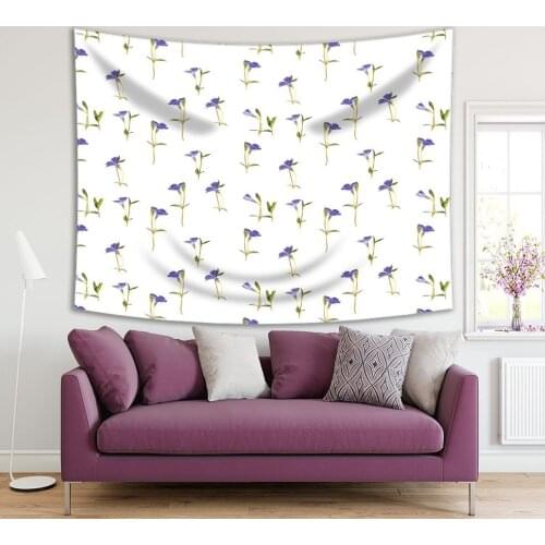 Tapestry Periwinkle Flowers Leaves Branches Summertime Plant Nature Floral Purple Green White Art Print