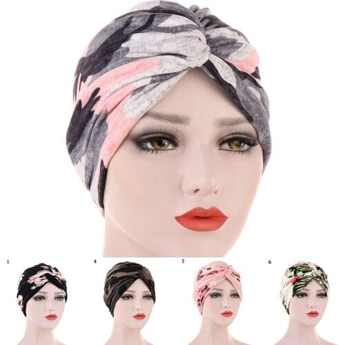 Printed Hair Hats Headwear Folding Head Wrap Bandanas Polyester Super Soft Scarf Twisted Headscarves Muslim Style Clean Turban