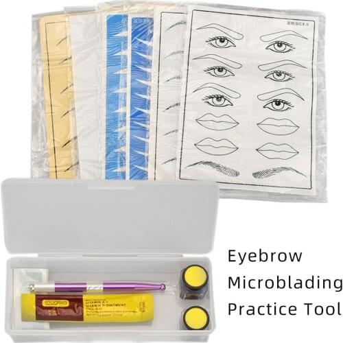 Microblading Kit Eyebrows Tattoo Practic Leather Skin 3d Eyebrow Manual Pen Eyesbrow Dermografo Para Sobrancelhas Tattoo Ink Kit