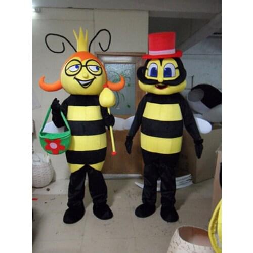 2pcs Bee Fursuit Cosplay Costumes New Couple Bee Doll Mascot Costume Adult Halloween Birthday Party Cartoon Apparel
