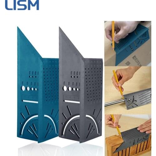 Woodworking Scribe Ruler 3D Mitre Angle Measuring Gauge with Pen Wood Mark Line Metric Gauge Carpenter Square Measure Tools
