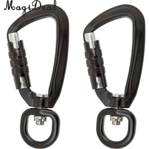 MagiDeal 2 Pieces Self Auto Lock Carabiner Swivel Rotating Ring Outdoor Keychain Hook