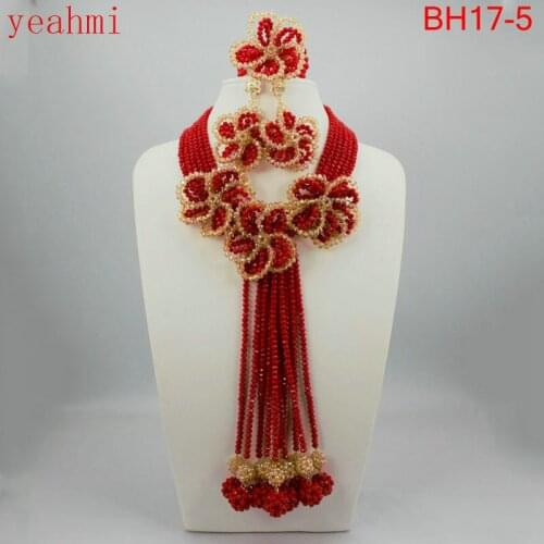 Chunky Gold Crystal Beads Women Necklace Bridal Fashion Jewelry Wedding African Beads Jewelry Set 2020 Free Shipping BH17-1