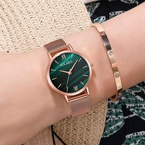 Fashion Rose Gold Mesh Band Creative Malachite Female Wrist Watch Luxury Women Quartz Watches Relogio Feminino Drop Shipping