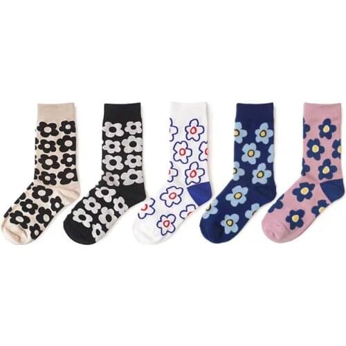 Fashion Autumn and Winter Models Tri-color Elegant Wind Golf Small Flower Socks Korean Version of The Couple Cotton Socks