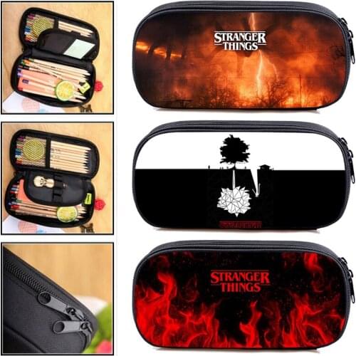 Fashion Cartoon Stranger Things Season 4 Pencil Case Anime Pen Bag Teens Pen Case Stationery Storage Box Students Cosmetic Cases