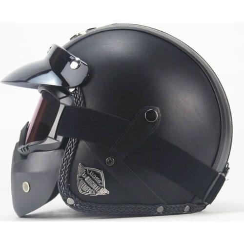 HOT sale Open Face Half PU Leather Helmet Moto Motorcycle Helmets vintage Motorbike Headgear Casque Casco