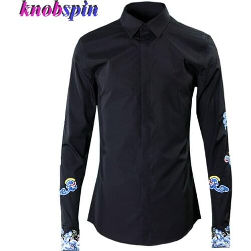 China style Embroidery Men Shirt high quality Cotton Business male long sleeve Shirts long sleeve Slim Chemise homme Plus size