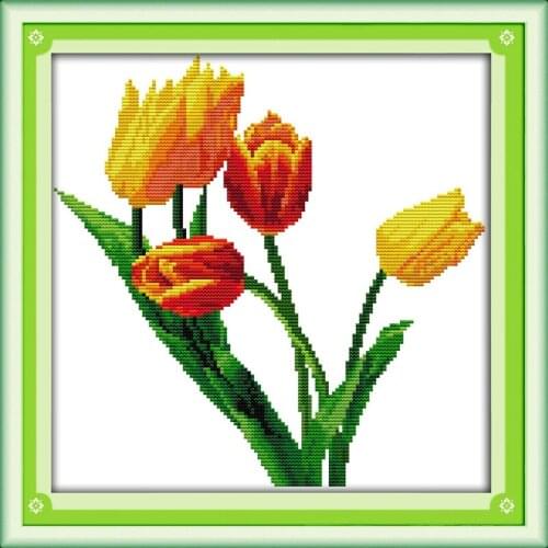 Tulip cross stitch kit flower 18ct 14ct 11ct count printed canvas stitching embroidery DIY handmade needlework