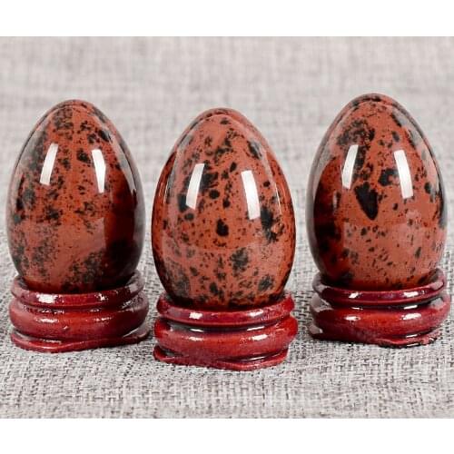 Undrilled Jade Massager Natural Mahogany Jasper Yoni Egg Stone Massage For Kegel Exercise Vaginal Tightening Ben Wa Ball 45*30mm
