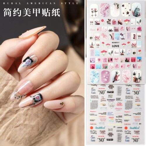 Newest WG910-17 flower pattern 3d nail sticker Japan style nail decal back glue DIY decorations tips