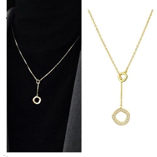 Charm Zircon Gold Round Pednant Necklace Girl Tassel Accessories Fashion S925 Chain Clavicle Necklaces Silver Women Jewelry