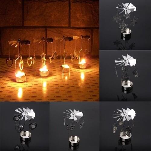 Candle Holder Holder Carousel Rotating Rotating Metal Candlesticks Tealight Birthday Christmas Festival Modern Home Decor Gift