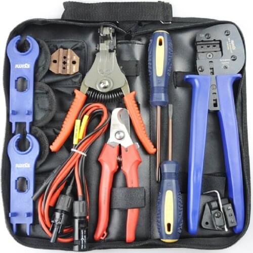 R&X Crimping Tool for 2.5/4/6mm2 Solar Cable Solar Connector Crimping Tool Kits Crimping/Cutting/Stripping Tools with Cable