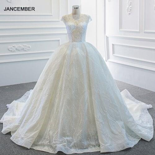 RSM67016 Transparent Lace Sexy Pearl Decoration Wedding Dress 2021 Metal Sequins Design Banquet Skirt