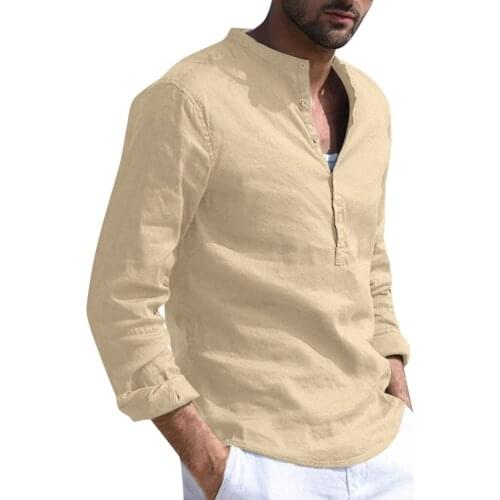 Gothic Mens Baggy Cotton Linen Shirts Solid Casual Long Sleeve Blouses Retro Beach Buttons Shirts Tops Blouse Harajuku Рубашка