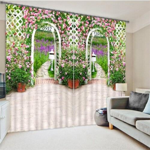 2017 Modern Luxury Flower field Blackout Window Curtains For Kids Bedding room Living room Hotel Drapes Cortinas