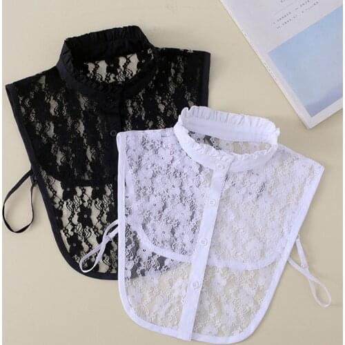 Vintage Winter Autumn Womens Fake Collar Lace Stand-up Collar Shirt Female Bussiness Ladies Korean Womens Cloth Accessories