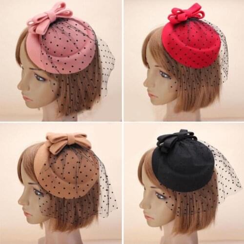 Women Fascinator Bowknot Hairclip Hair Pillbox Cocktail Party Hat Veils Accessory HOT SALES