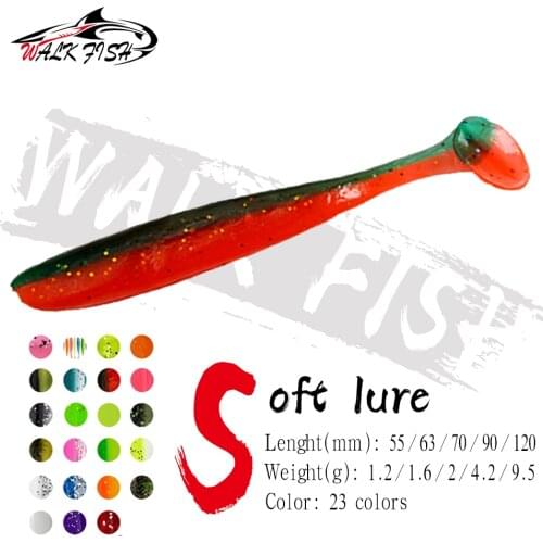 WALK FISH Soft Lures 55mm-120mm Shad T-tail Silicone Baits Wobblers Fishing Lure Aritificial Baits Jigging Winter Fishing Tackle
