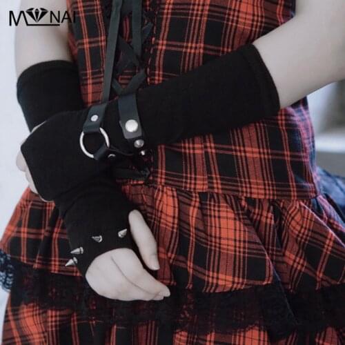 Steampunk Accessories Gloves Handmade Leather Buckle Long Fingerless Gloves Anime Cosplay Party Costumes Ornaments