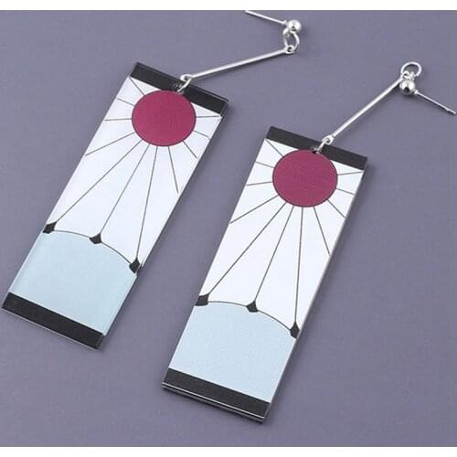 Japanese Anime Demon Slayer Wholesale Cosplay Prop Kimetsu No Yaiba Tanjirou Kamado 1 Pair Earrings Cosplay Accessores