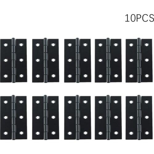 10PCS Black Iron Door Hinges Furniture Hardware Butt Hinges for Window Cabinet Drawer Dresser with Screws Home Repair Tools