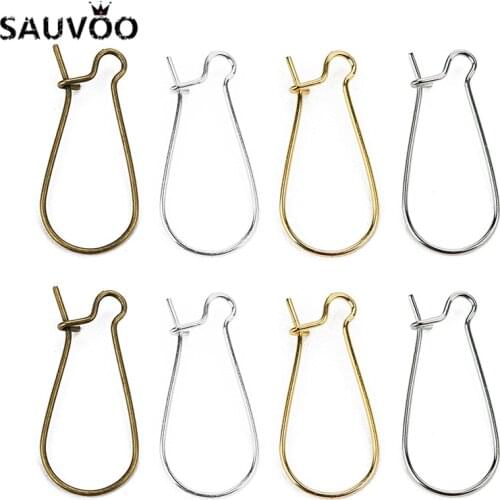 200pcs/lot 25x11mm Gold Silver Color French Style Kidney Ear Wire Earring Hook Findings for DIY Handmade Earring Jewelry Making