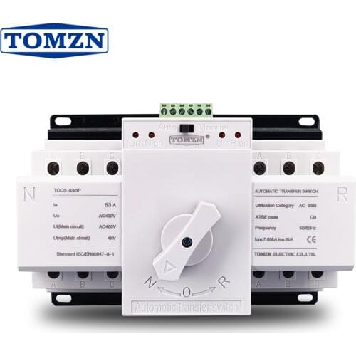 3P 63A 380V 50/60hz 3 wire MCB type Dual Power Automatic transfer switch ATS
