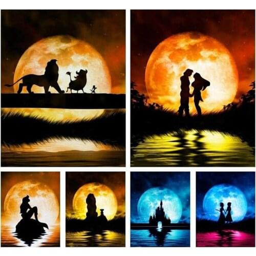 NEW Diamond Embroidery Princess Shadow Moon 5D Diamond Painting Kit Set Cross Stitch Mosaic Animal Home Decoration Gift