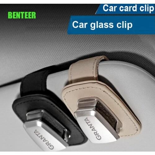 Genuine Leather Car Sunshade Glass Clip Holder For Lada Vesta Xray Largus Granta NIVA