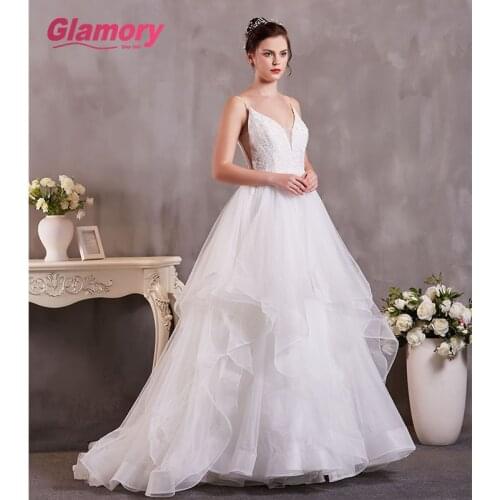 ChaoZhou China Wedding Dress Spaghetti Straps Flower Applique Bridal Gown