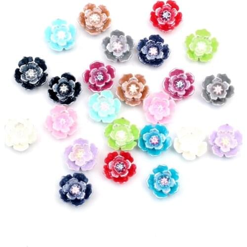 100Pcs Mixed Flower Resin Crafts Christmas Decoration Flatback Cabochon Embellishment For Scrapbook DIY Accessories 10mm