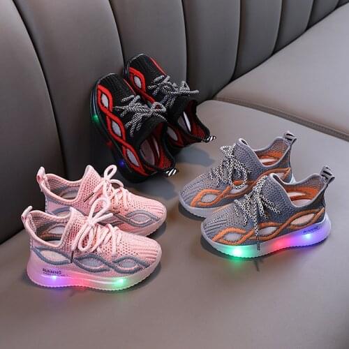 Childrens Led Toddler Shoes Boys Girls Lighted Sneakers Glowing Shoes for Kid Mesh Flying Sneakers Boys Baby with Luminous Sole