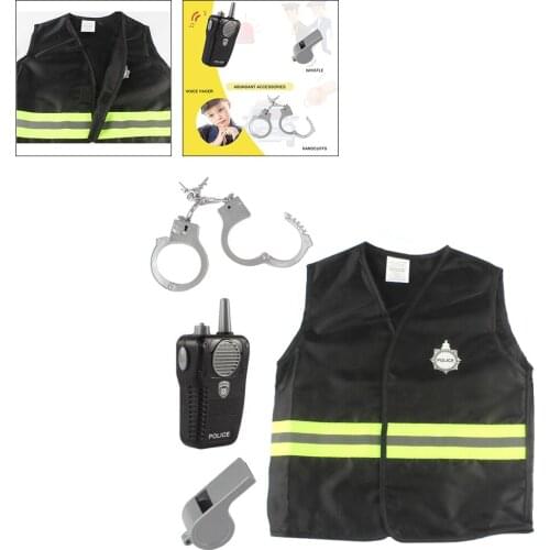 Kids Police Costume Baton Interphone Handcuffs Fancy Dress Up Cop Boys Toy