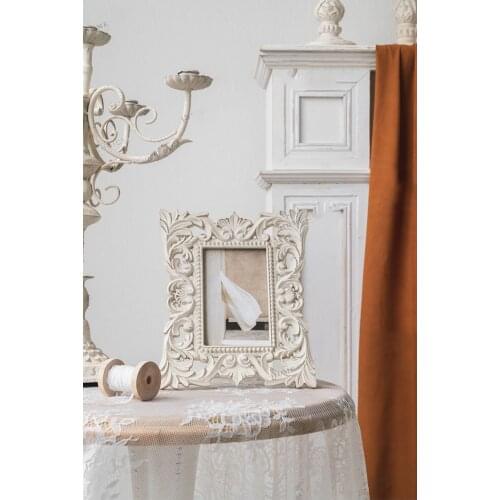 French retro hand-carved solid wood photo frame simple set table exquisite home living room decoration wedding gift