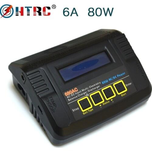 HTRC 680AC 80W 6A Battery Balance Charger AC/DC Dual Power RC Discharger For 1-6s LiPo/LiFe/Lilon Muti Battery Charger