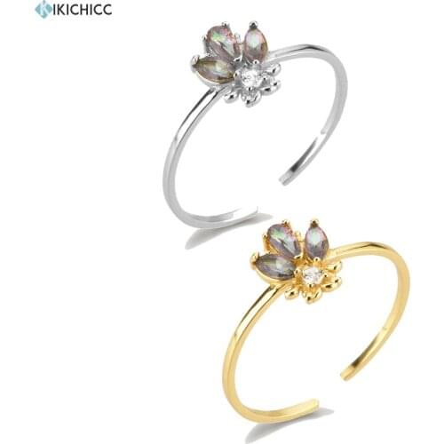 Kikichicc 925 Sterling Silver Colorful Bee Zircon Adjustable Ring Resizable Jewelry Women Fashion CZ Luxury Small Jewels