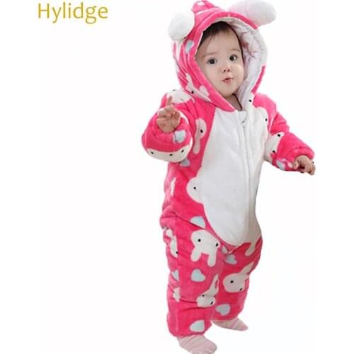 Hylidge Infant Baby Winter Clothes Toddler Girl Romper Warm Jumpsuit Baby Overalls Hooded Snowsuit Baby Boy Winter One-Pieces