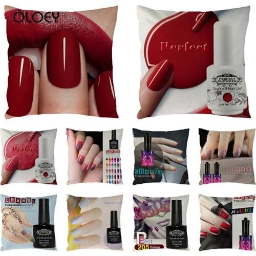 Square Decorative Linen Cotton Cushion Cover Simple Black and Beige Style Nail Polish Cushion Cover Home Bedroom Car Decoration