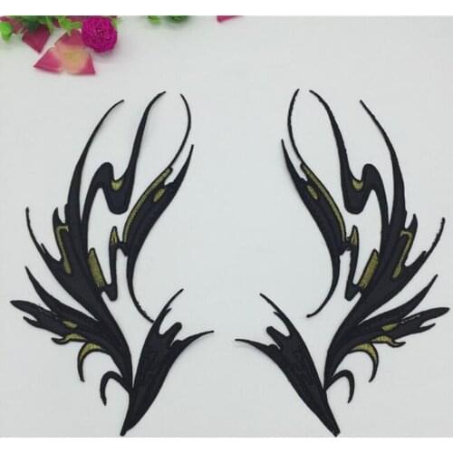 Maxsin new fashion 2pcs/lot (1 pair) Big Embroidered Wing Patches for Clothing Iron On Patch for Dress Jacket